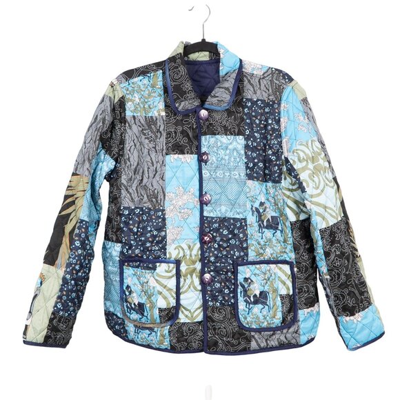 Quilted Reversible Patchwork Jacket VTG Boho Earthy Layered Embroidered Quirky - Picture 2 of 10